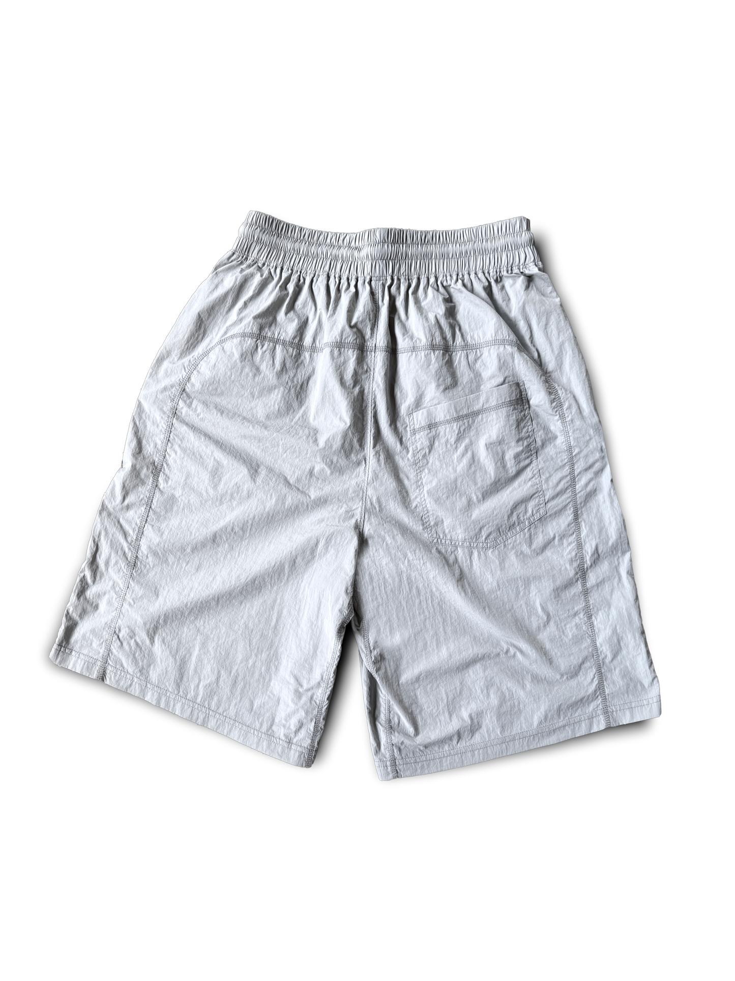 GREY NYLON OVERLOCK SHORTS