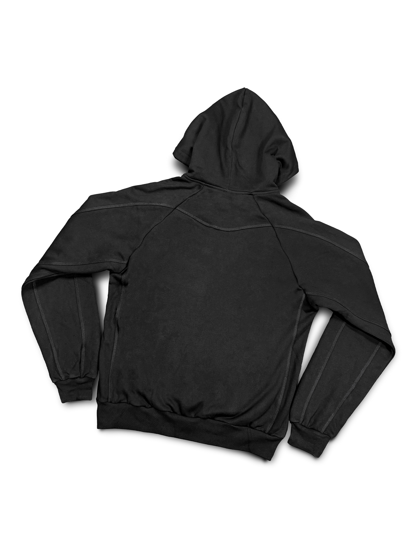 BLACK OVERLOCK HOODIE