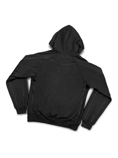 BLACK OVERLOCK HOODIE