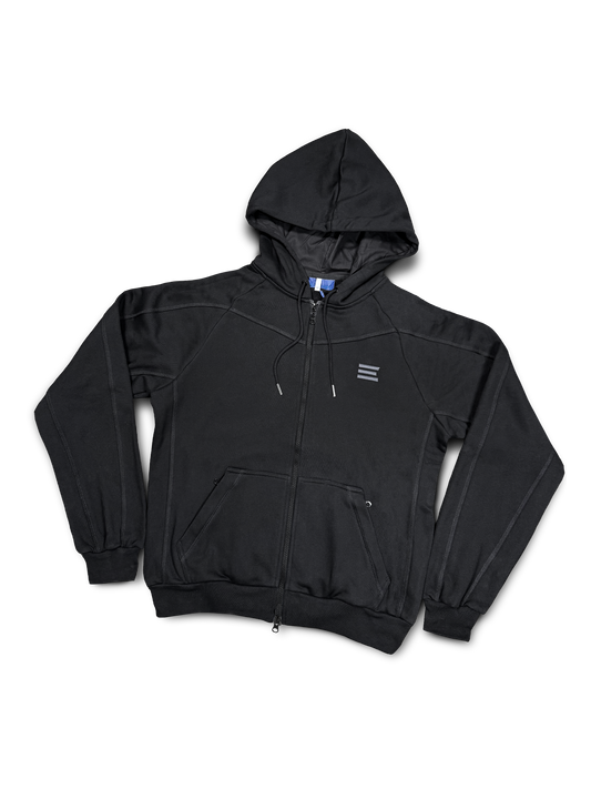 BLACK OVERLOCK HOODIE