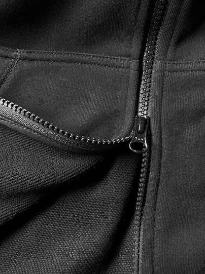 BLACK OVERLOCK HOODIE
