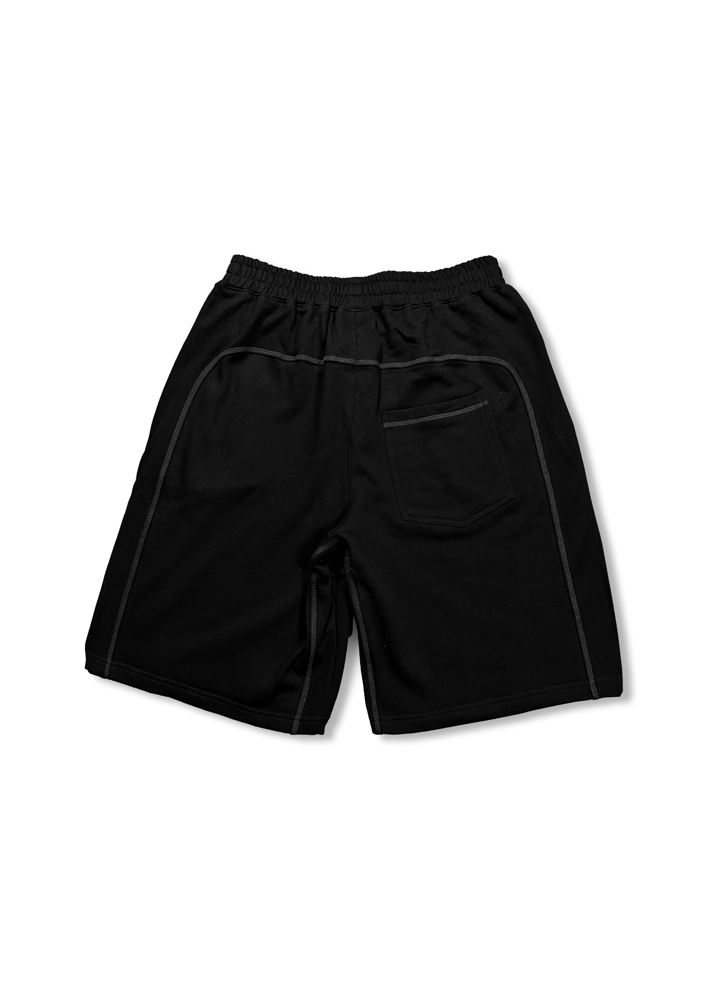 BLACK OVERLOCK SHORTS