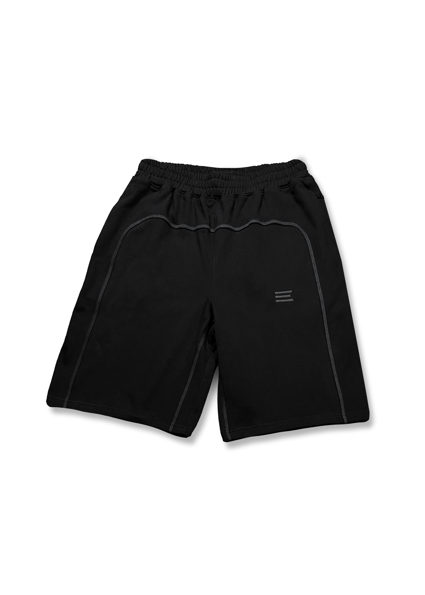 BLACK OVERLOCK SHORTS