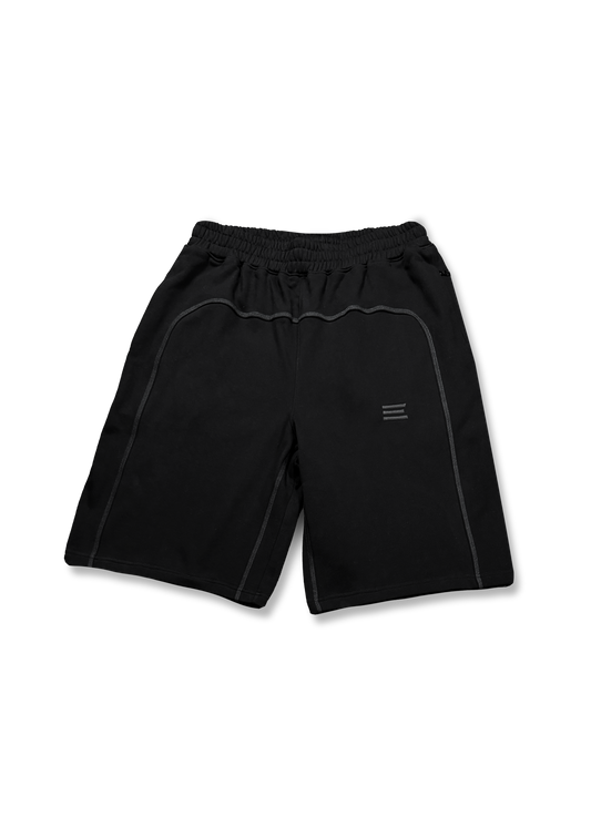BLACK OVERLOCK SHORTS